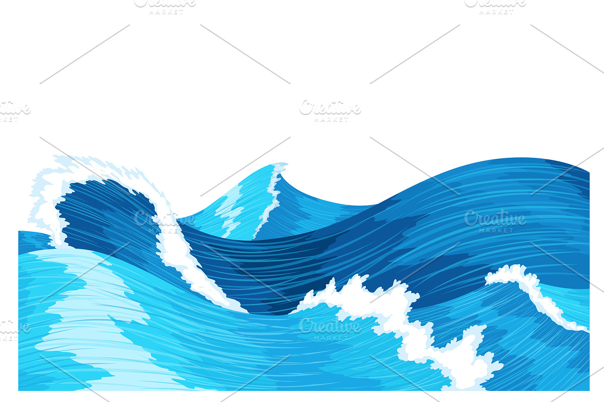 Ocean waves, splash water, an Illustration by Things for designers