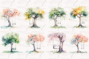 Whimsical Tree Swing Clipart Set, a Decorative Illustration by Twigs and Twine (Thumbnail 2 of 4)