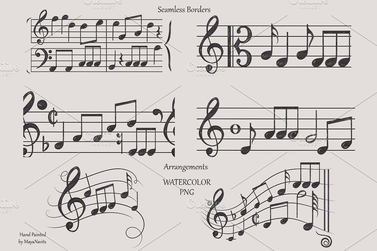 Watercolor Music Signs & Symbols, an Education Illustration by MayaNavits (Photo 5 of 9)