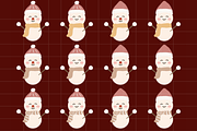 Snowman Retro Christmas Clip Art, a Decorative Illustration by tchastudio (Thumbnail 2 of 5)