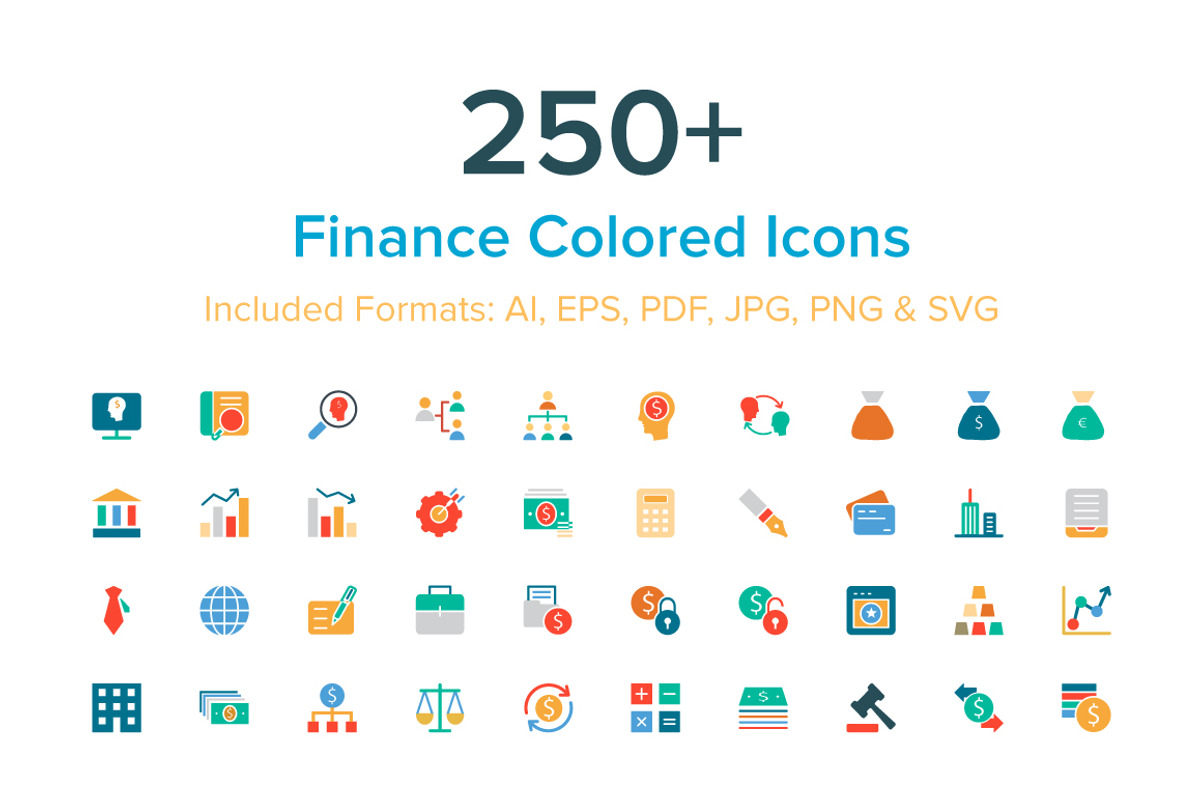 250+ Finance Colored Icons, a Solid Icon by Creative Stall (Photo 1 of 4)