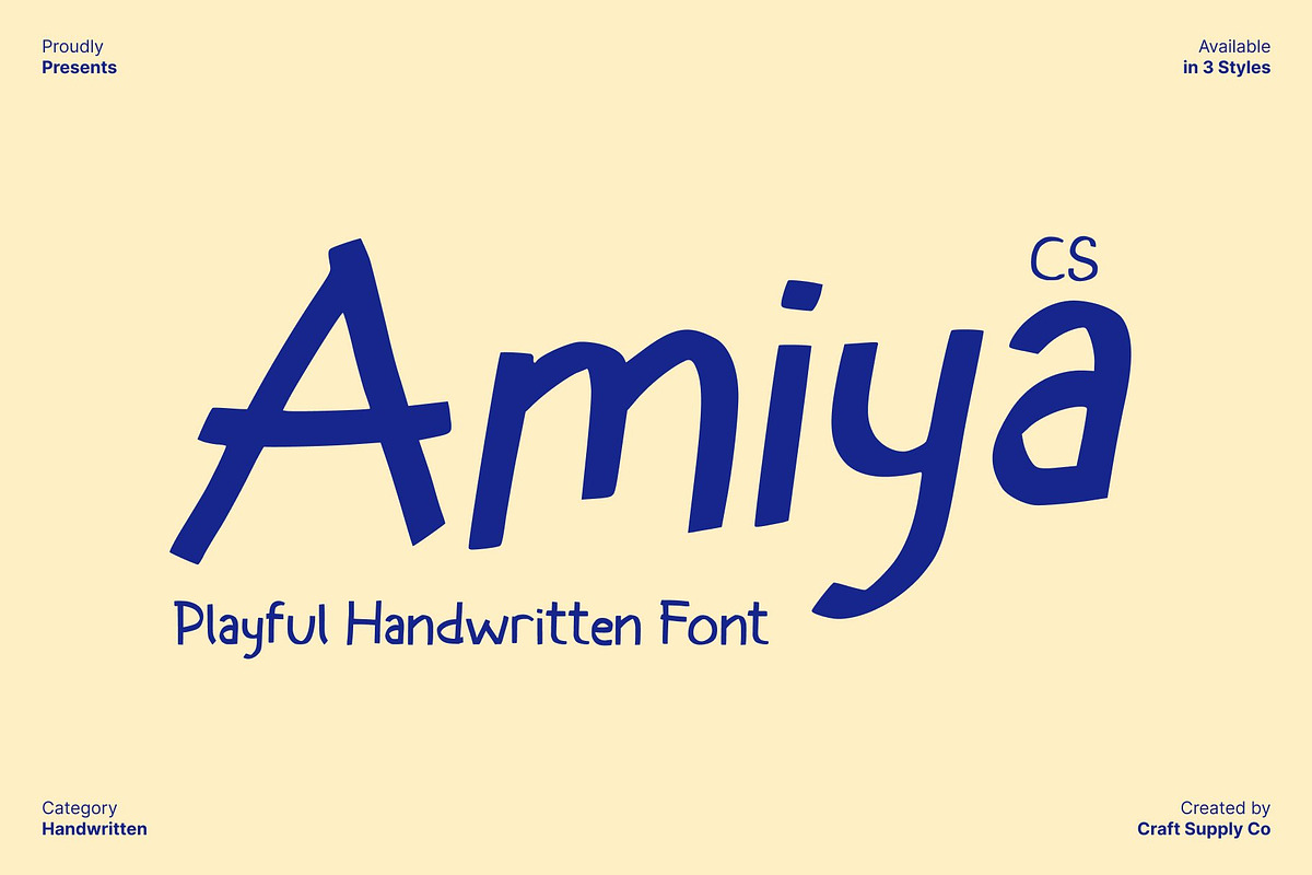 CS Amiya – Handwritten Font, a Handwritten Font by Craft Supply Co. (Photo 1 of 8)