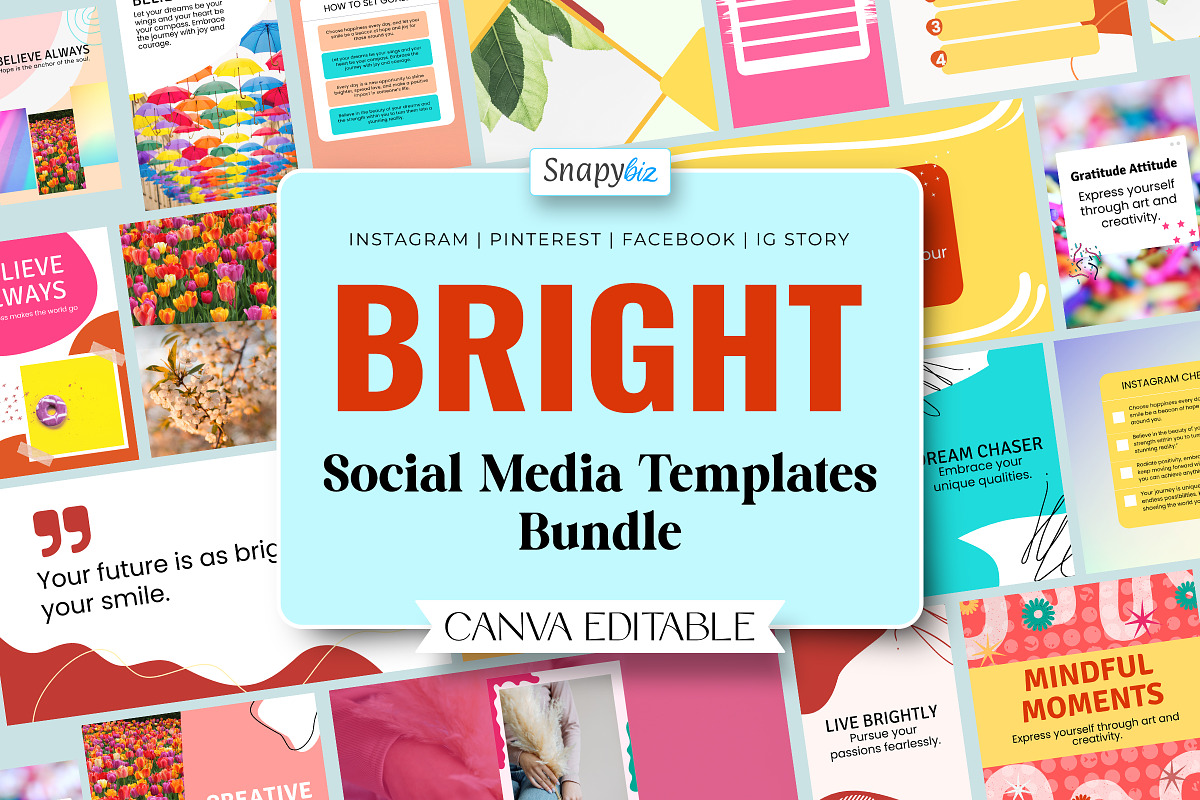 Bright Social Media Template Bundle, a Social Media Template by Snapybiz (Photo 1 of 9)