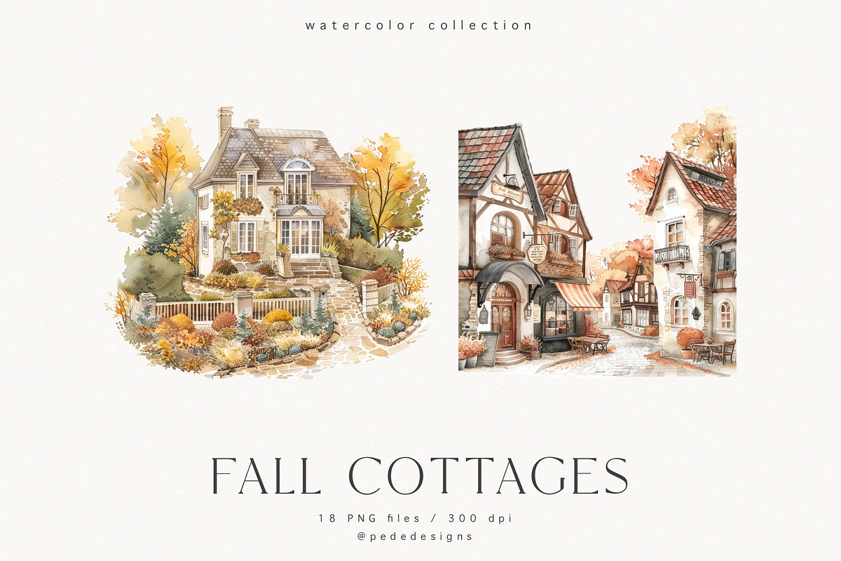 Fall Cottages, a Seasonal Illustration by PeDe Designs (Photo 3 of 10)