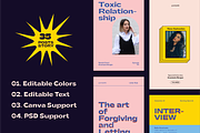 Retro Podcast Instagram Templates, a Social Media Template by Nurrehmet Studio (Thumbnail 3 of 12)