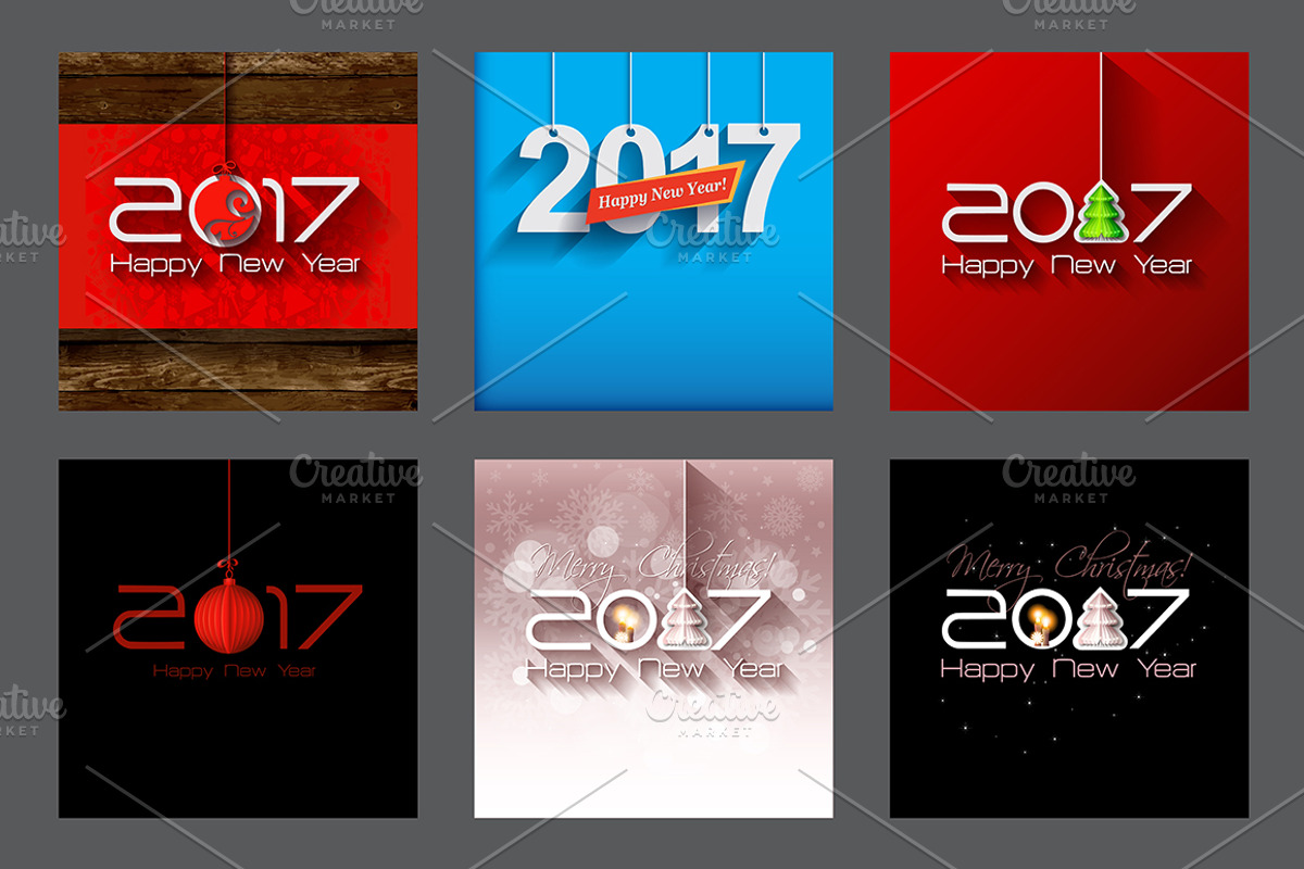 2017 Happy New Year Greeting Cars, a Background Graphic by GalaStudio (Photo 5 of 10)