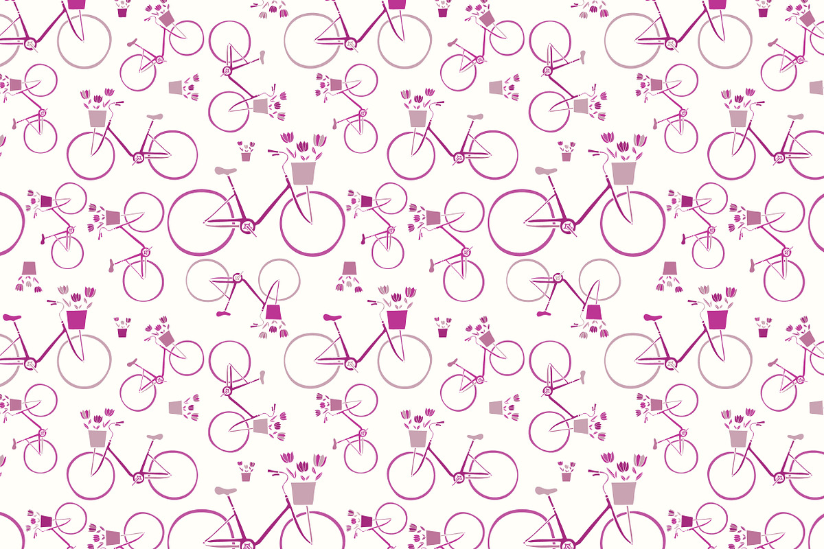 Vector bike seamless patterns., a Pattern Graphic by Little A (Aigul) (Photo 4 of 4)
