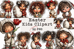 Easter Kids Clipart, an Illustration by Libby Wishes