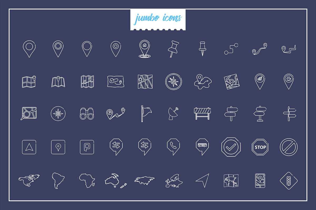 Map Line Icons V2, an Outline Icon by Jumbo Icons (Photo 4 of 5)