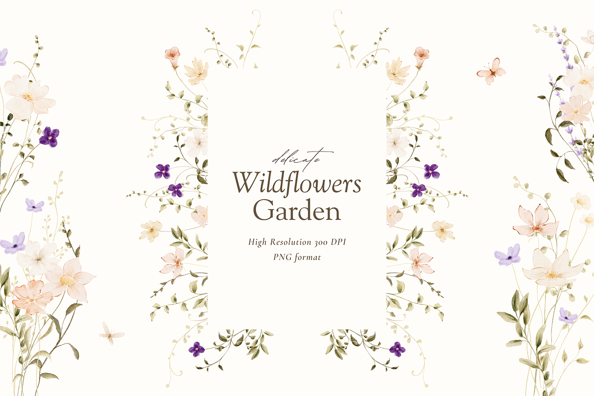 Delicate Watercolor Wildflowers, a Decorative Illustration by Altea Design Studio (Photo 1 of 12)