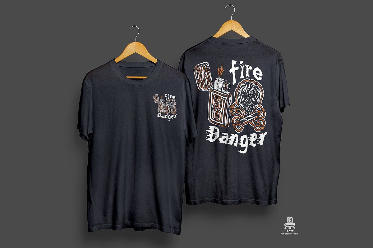 tshirt design fire danger dark color, an Illustration by borera studio