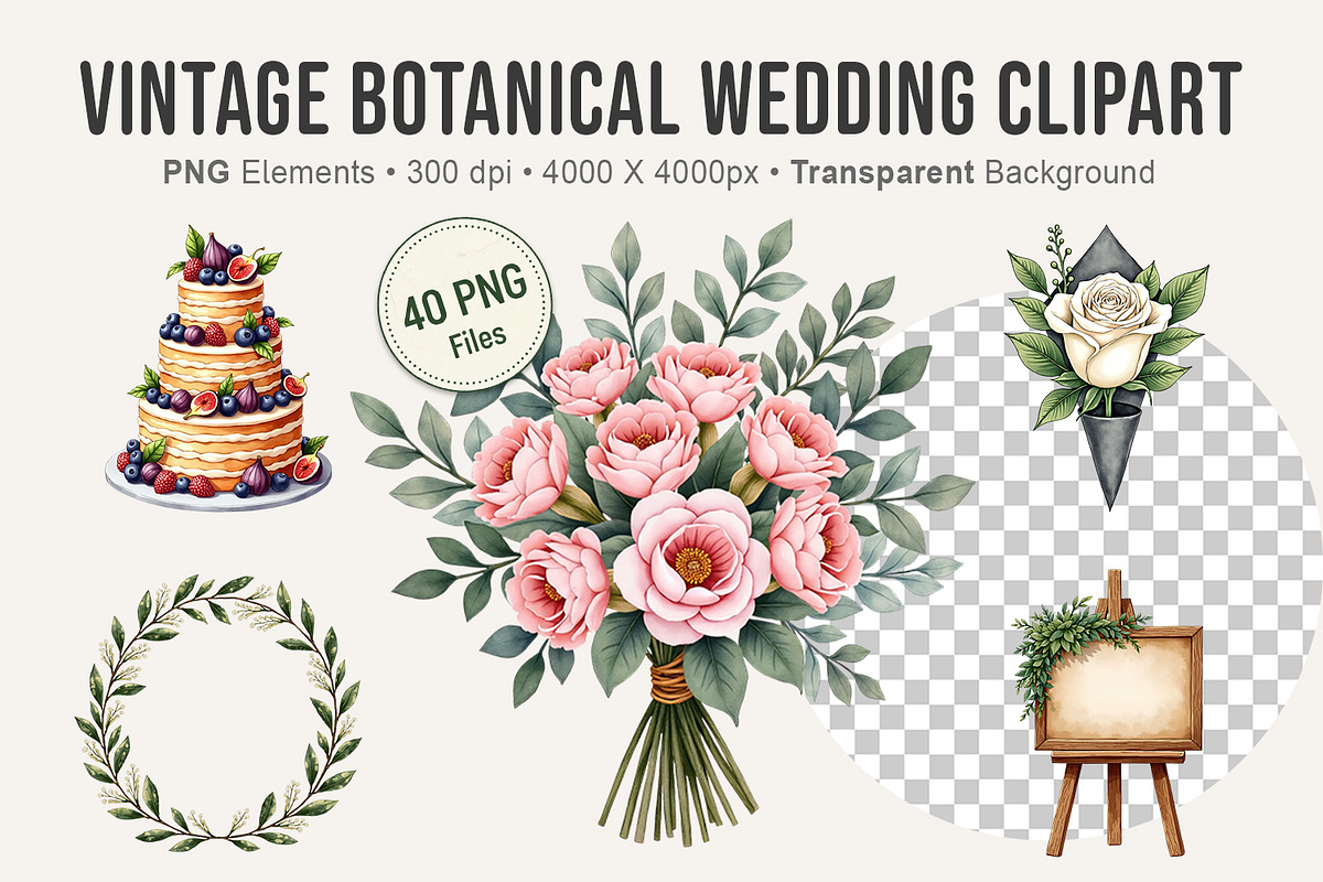 Vintage Botanical Wedding Clipart, an Illustration by Artnoy (Photo 1 of 8)