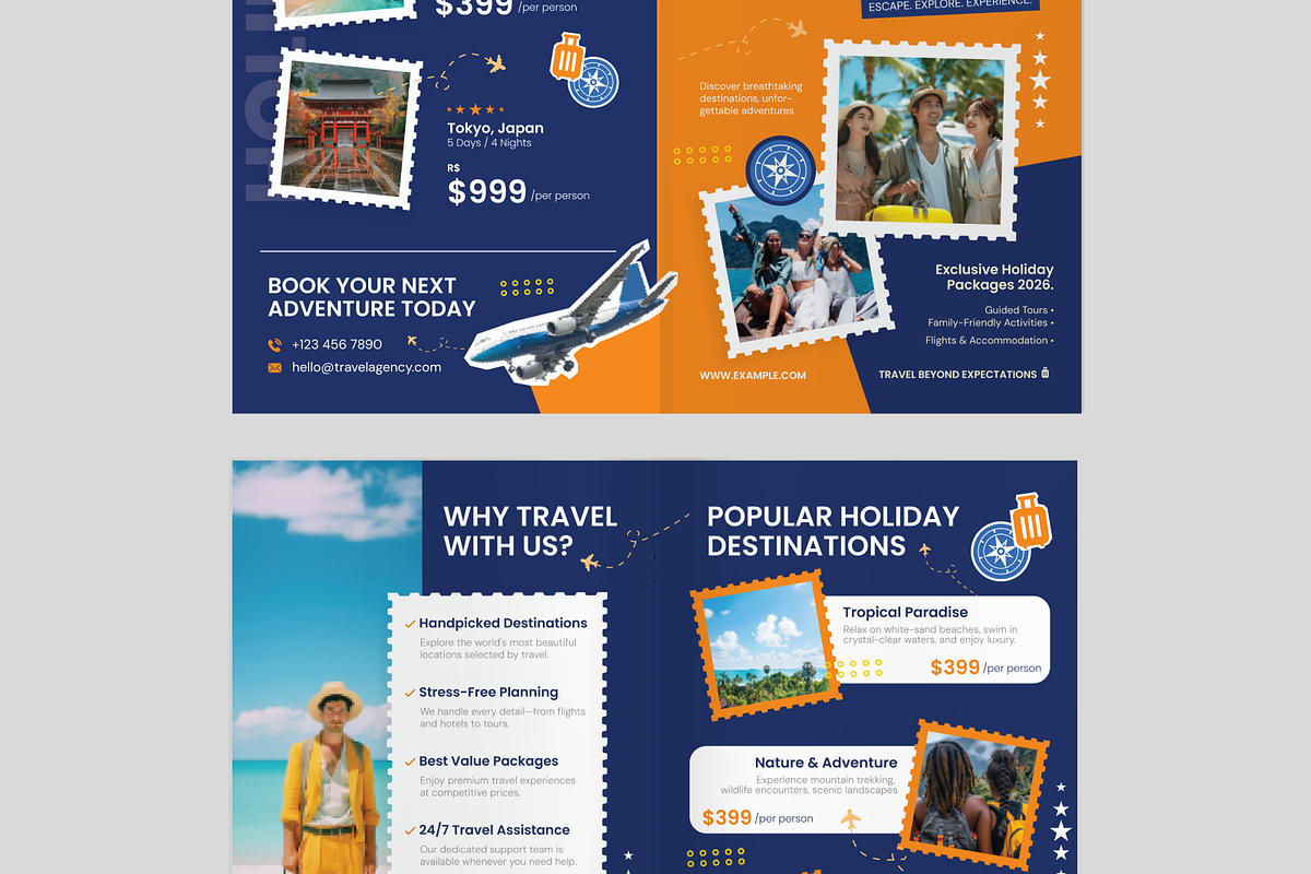 Holiday Travel Bifold Brochure, a Brochure Template by Annora Studio (Photo 6 of 6)