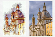 Watercolor Urban Sketcher PS Action, an Action Add-On by SlideSalad (Thumbnail 3 of 21)