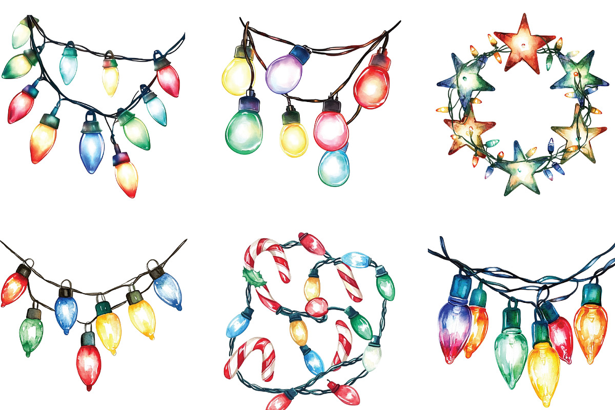 Sparkling Christmas Lights Clipart, an Illustration by CraftArtStudio (Photo 2 of 6)