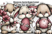 Whimsical Easter Bunny Clipart, an Illustration by Dream Creation (Thumbnail 1 of 6)