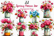 Watercolor Spring Mason Jar Clipart, an Illustration by Craft Nest (Thumbnail 1 of 11)
