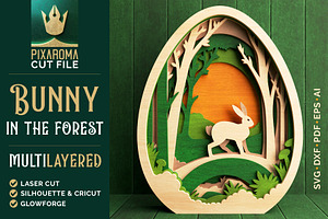Bunny in the Forest 3D Layered SVG