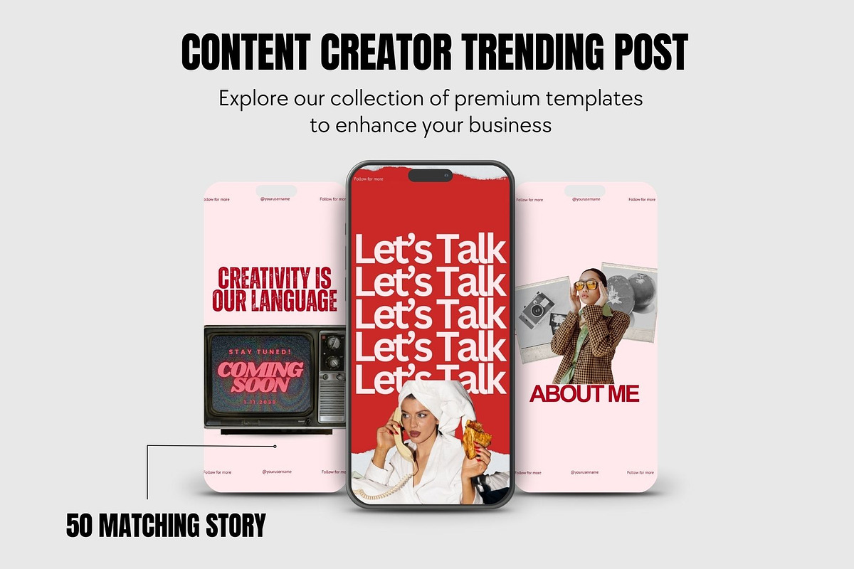 Pink & Red Instagram Post Template preview 4