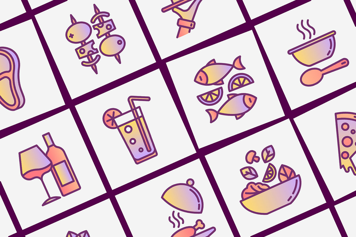 Restaurant Menu | 16 Thin Line Icons, an Outline Icon by Alex Blogoodf (Photo 9 of 12)
