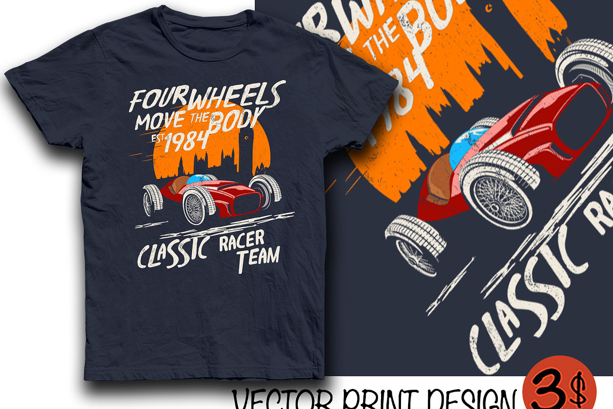 vector racingcar print, an Education Illustration by swsctn