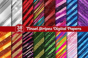 Tinsel Stripes Digital Papers, a Texture Graphic by Dream Creation
