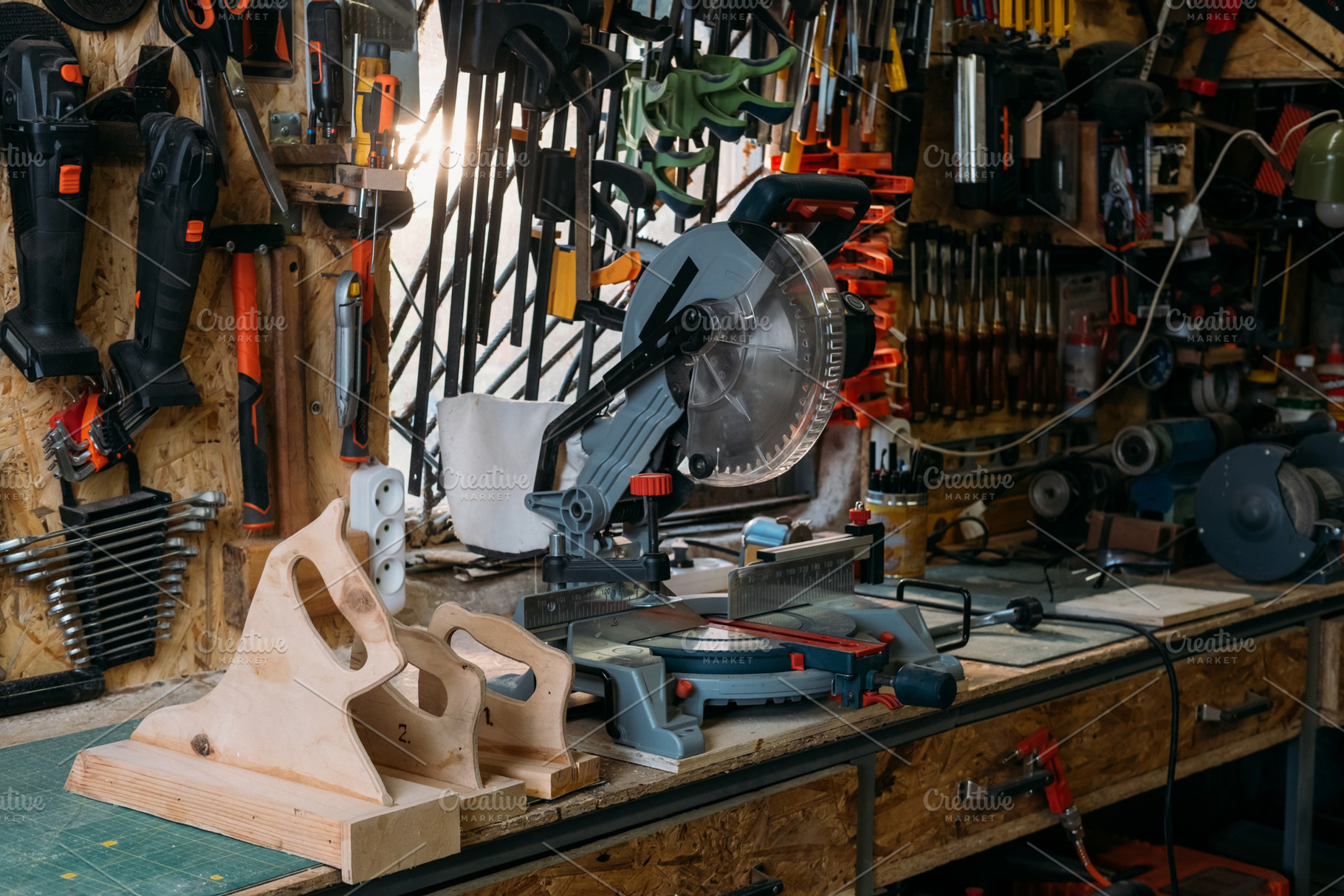 Woodworking shop joinery tools equipment power set, an Industrial Photo by Photo Drive Studio