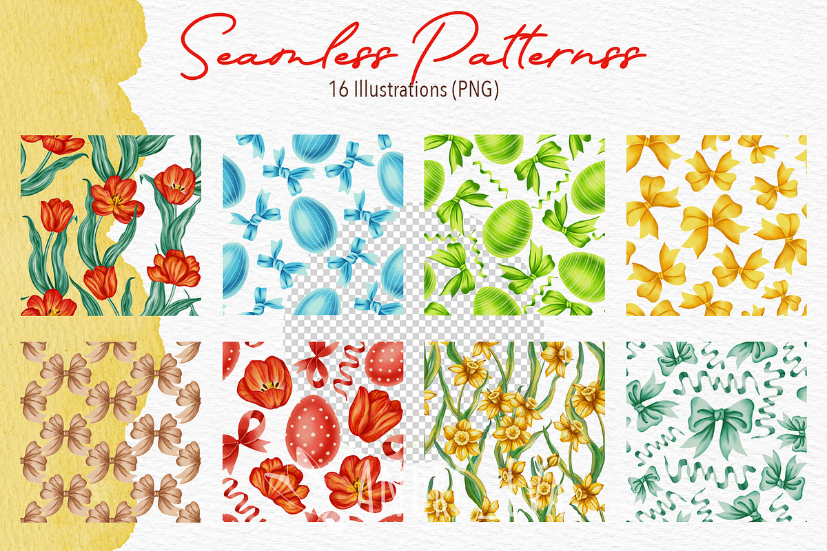 Watercolor Happy Easter Clipart, a Seasonal Illustration by Andre_Eva (Photo 9 of 12)