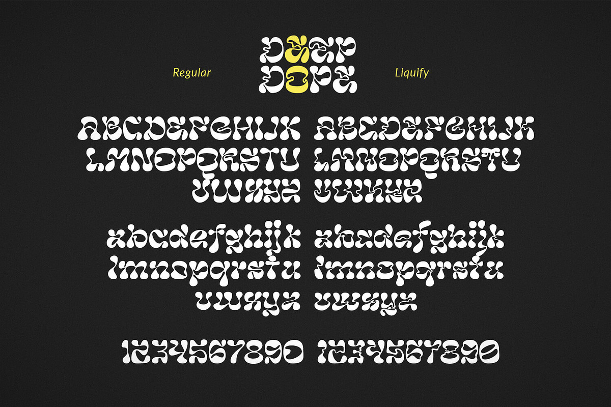 Deep Dope - Psychedelic Liquid Font, a Font by creativemedialab (Photo 2 of 10)