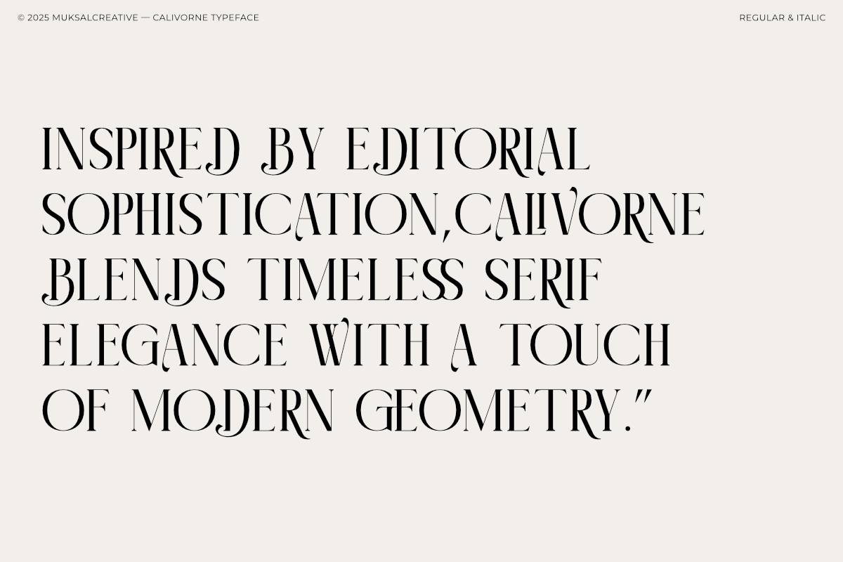 Calivorne - Modern Elegant Serif, a Serif Font by Muksal Creative (Photo 2 of 11)