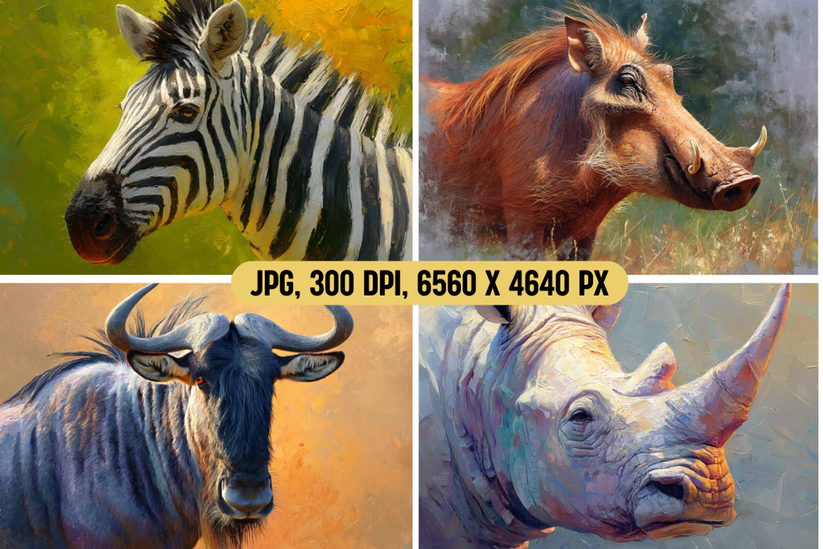 Painterly African Animal Portraits, an Animal Illustration by PrintHaven Designs (Photo 9 of 11)