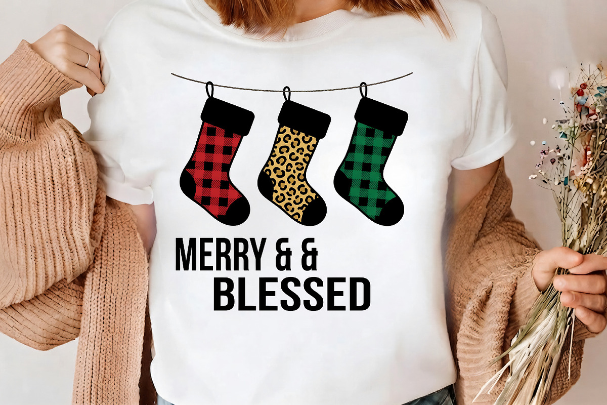 Merry And Blessed Stockings PNG, a Seasonal Illustration by CrexoraLab (Photo 3 of 4)