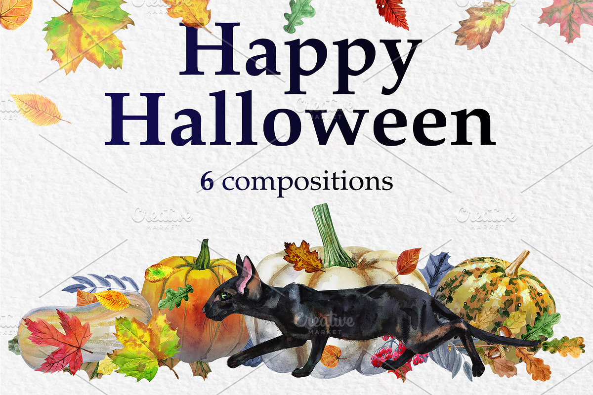 Black cats and pumpkins, an Animal Illustration by Watercolor fantasy (Photo 1 of 4)