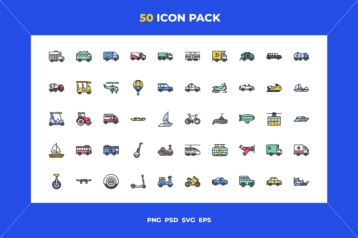 50 Vehicles and transports icons, an Icon by Wencory (Photo 1 of 2)