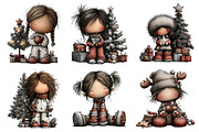 Cozy Christmas Girls in Pajamas Clip, an Illustration by Daily.Designs (Thumbnail 5 of 5)