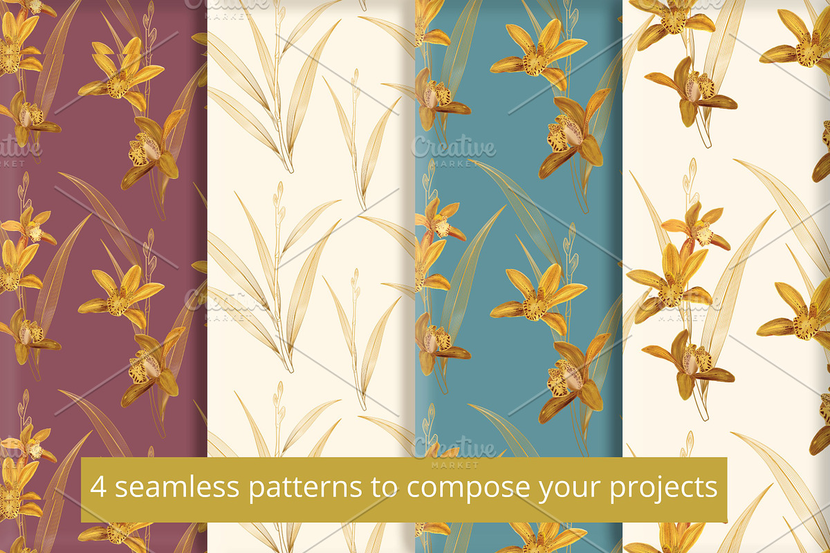Orchid Botanical Pattern Bundle, a Pattern Graphic by Floraphoria (Photo 4 of 11)