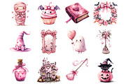 Pink Orange Halloween Clipart, a Seasonal Illustration by Designking (Thumbnail 2 of 5)