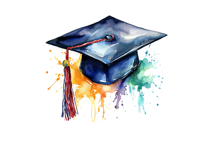 Watercolor Graduate Flower Clipart B