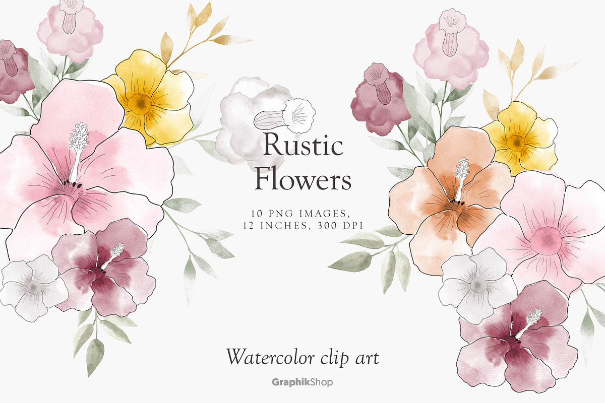 Watercolor Rustic Flowers, an Illustration by Chus Moreno Studio (Photo 1 of 6)