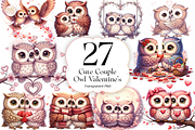 Cute Couple Owl PNG Clipart Bundle, an Animal Illustration by KennedyStudio (Thumbnail 1 of 4)