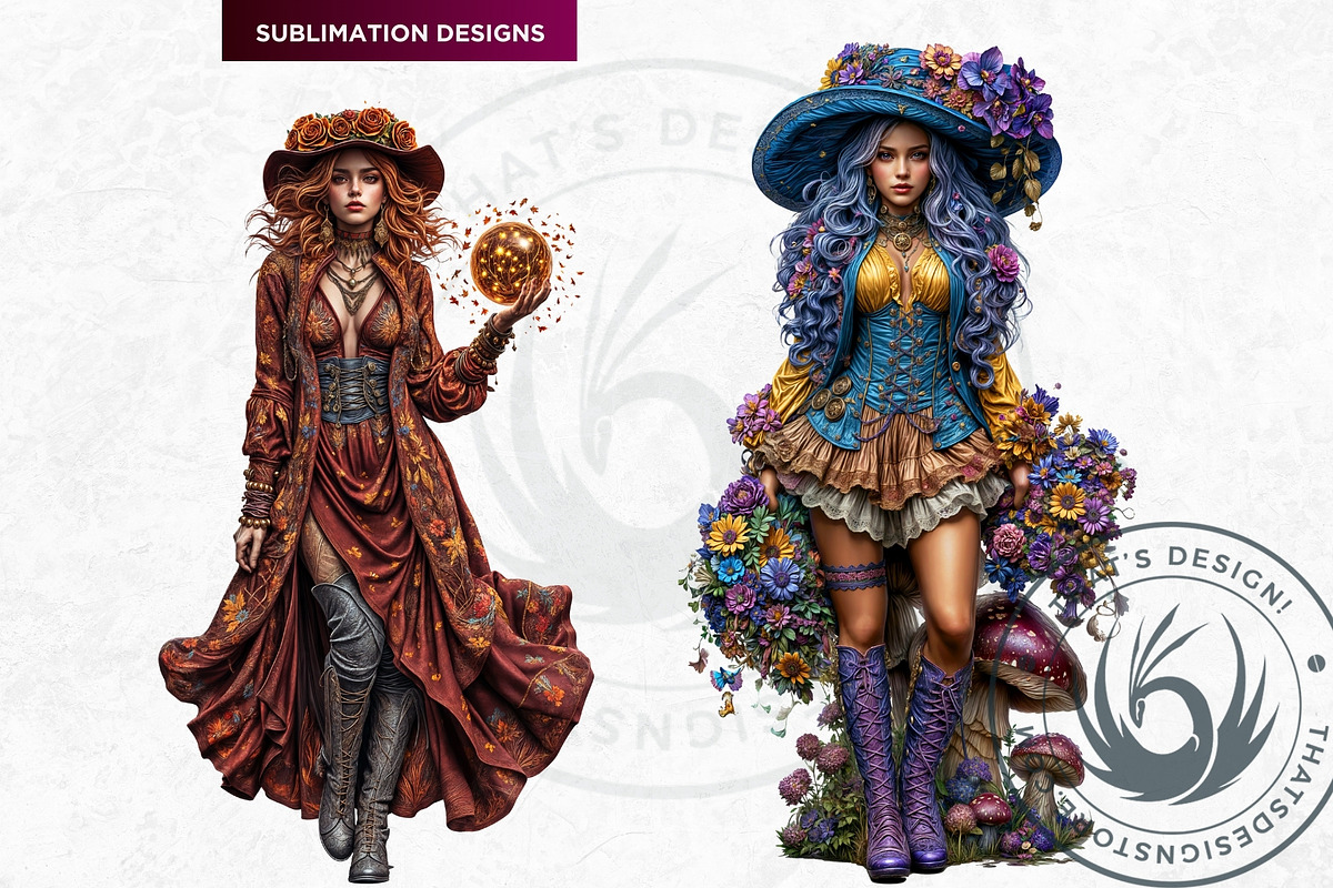 Fantasy witches clipart Set, a Person Illustration by ThatsDesignArt (Photo 5 of 10)