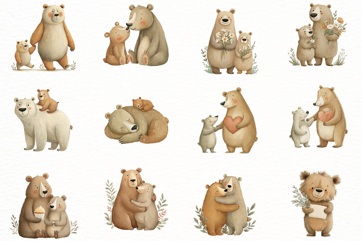 Whimsical Mother’s Day Bear Clipart, an Illustration by Designworld (Photo 3 of 8)