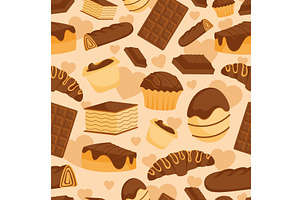 Chocolate pastry mix pattern. Vector