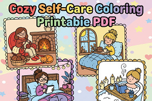 Cozy SelfCare Coloring Printable PDF, a Person Illustration by Image for Sale