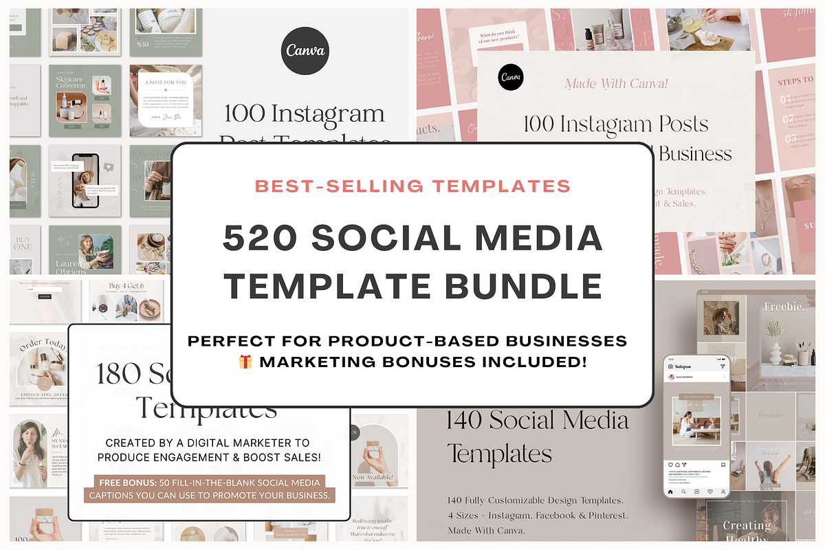 520 Social Media Canva Templates, a Social Media Template by Gebers Marketing & Design (Photo 1 of 9)