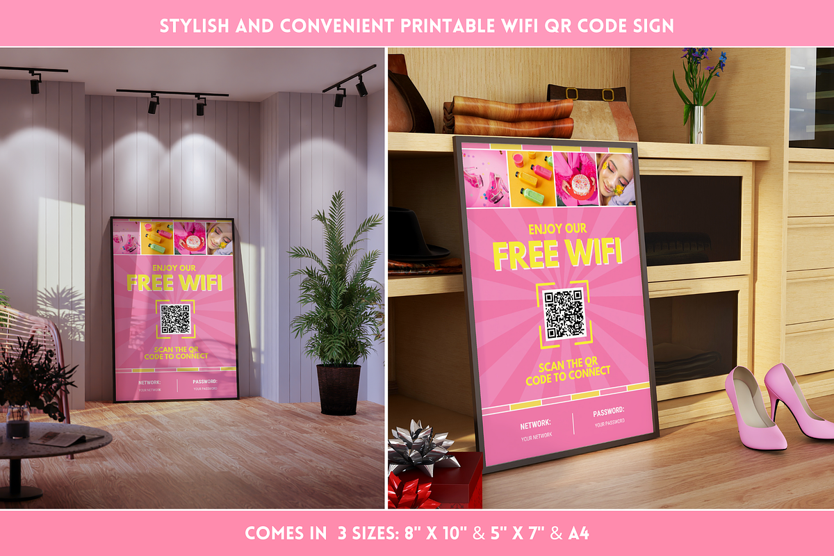 WiFi QR Code Sign, a Poster Template by SunshineStudioBoutique (Photo 7 of 9)