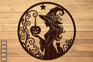 Spooky Witch Door Hanger Svg, a Seasonal Illustration by DreamPrint404