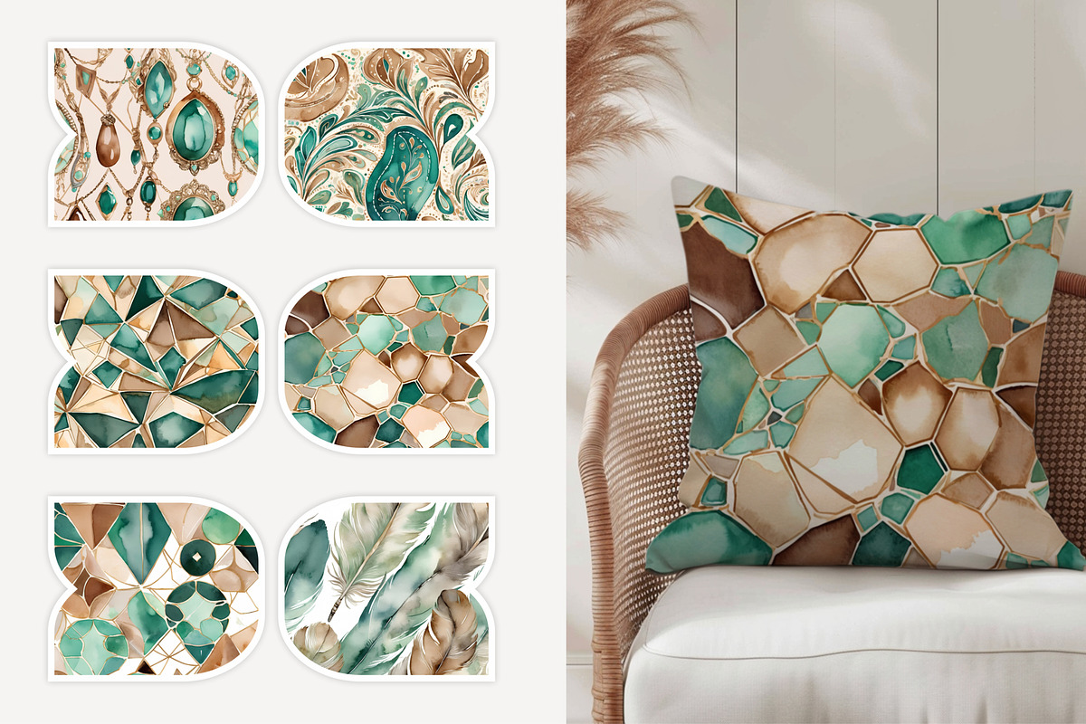 Boho Patterns. green and brown, a Pattern Graphic by L- design studio (Photo 3 of 6)