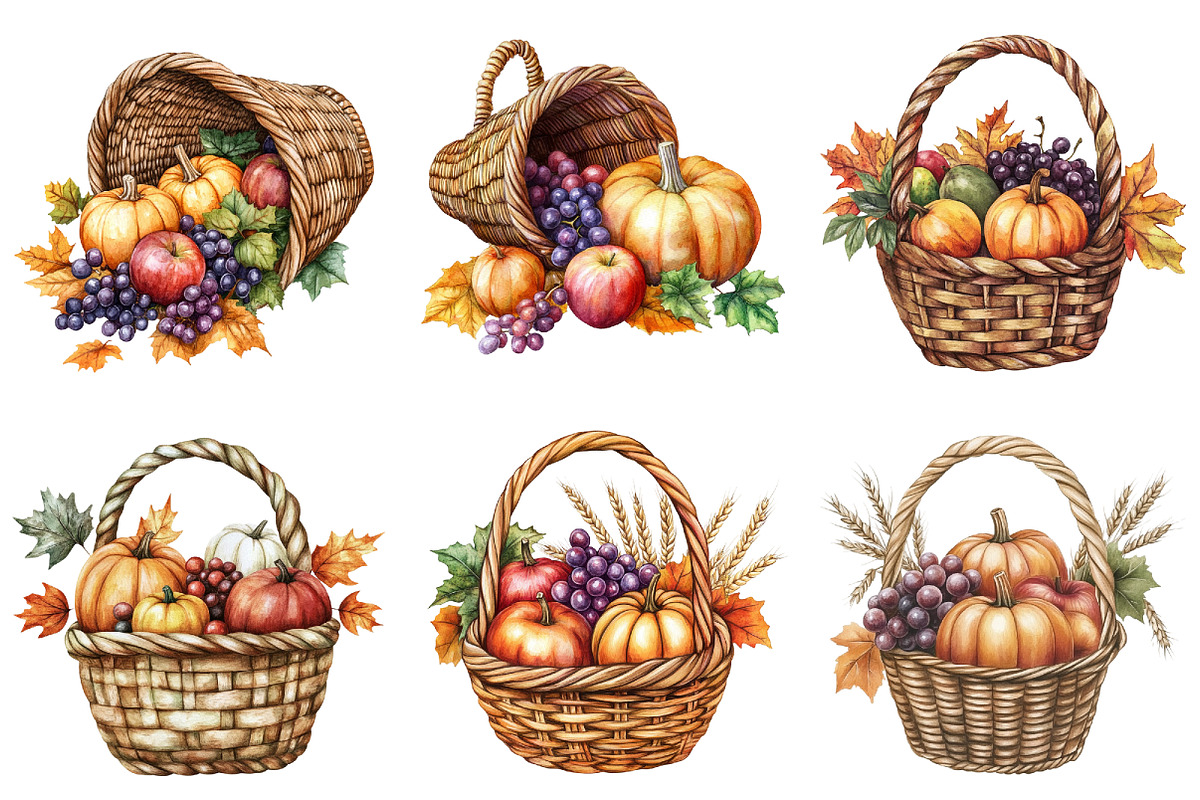 Watercolor Harvest Cornucopia, an Illustration by CitraGraphics (Photo 5 of 7)