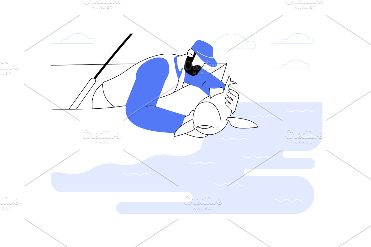 Saltwater fishing isolated cartoon, a Person Illustration by Visual Generation